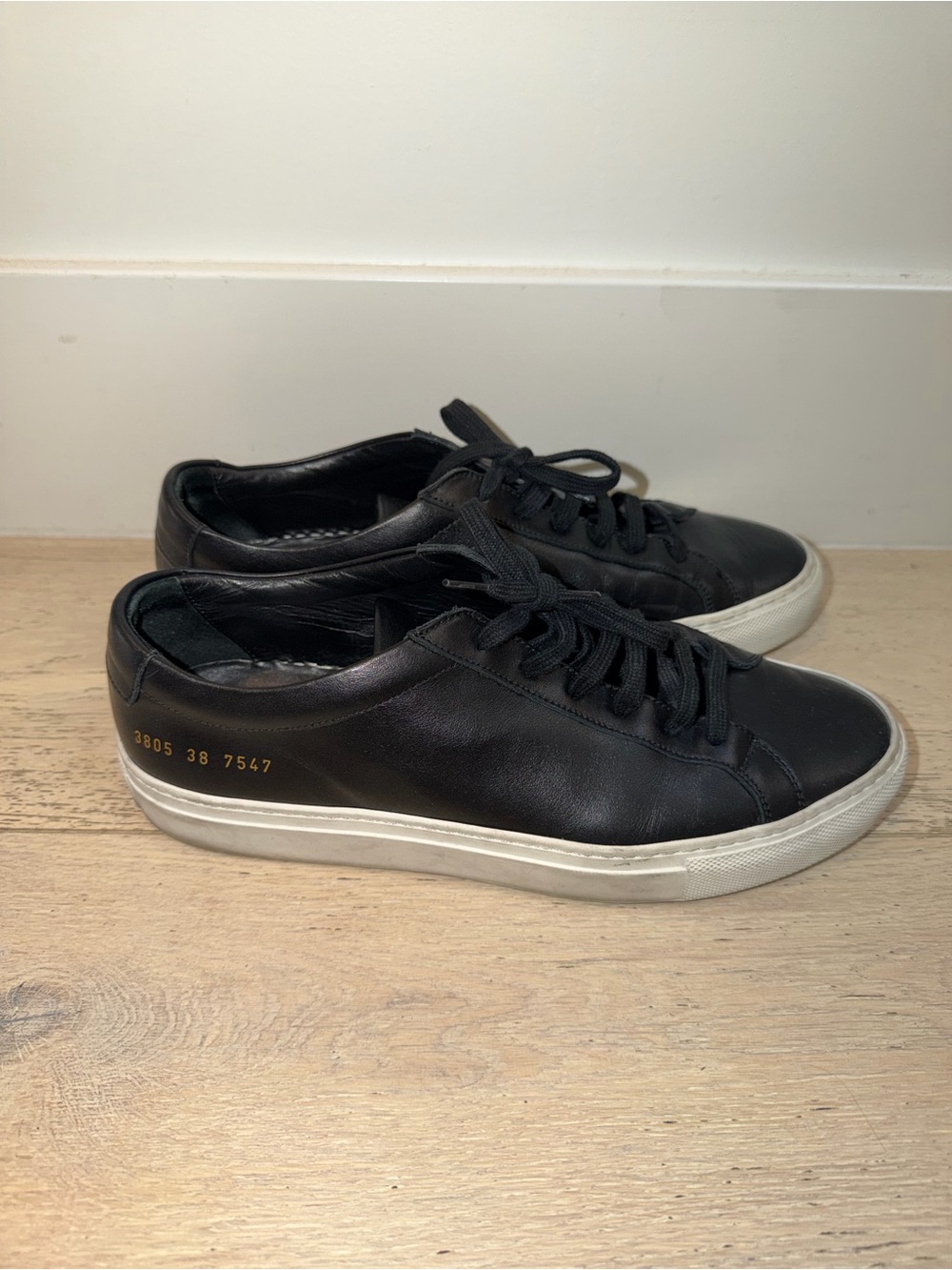 Common Projects Black Leather Low-Top Sneakers with White Sole